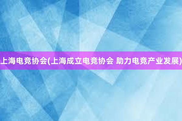 上海电竞协会(上海成立电竞协会 助力电竞产业发展)